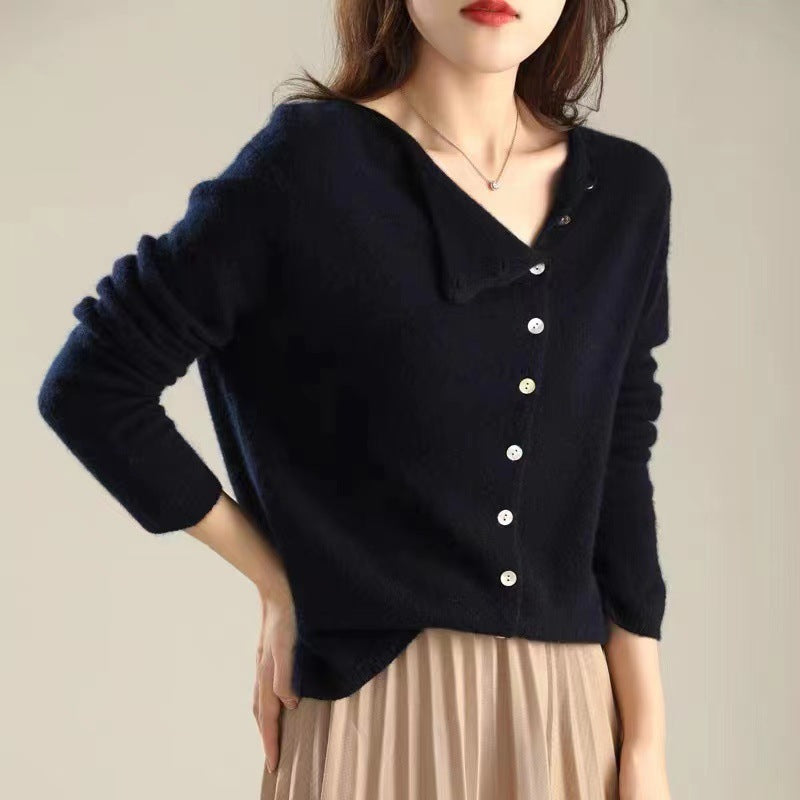 Éloïse – Cardigan asymétrique à boutons