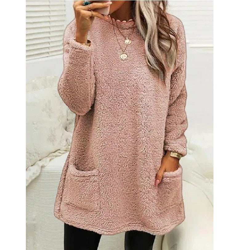 Blanche – Pull long en polaire douce