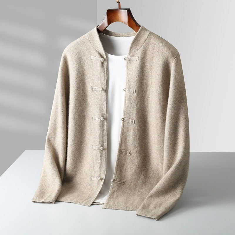 Lucien - Cardigan à col droit en laine fine