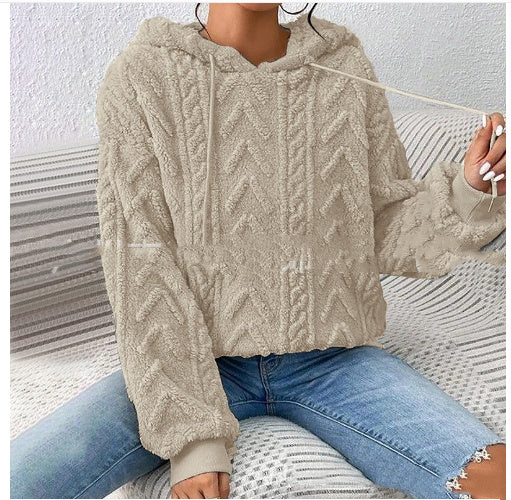 Élodie – Pull à Capuche en Maille Torsadée