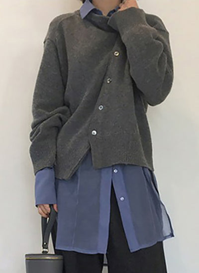 Élise – Pull Asymétrique Boutonné