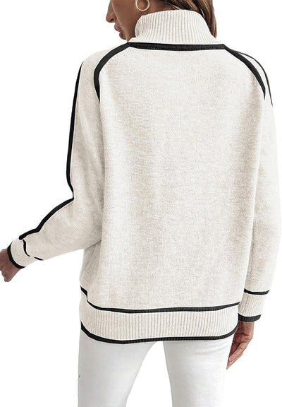 Adrienne – Pull col roulé contrasté