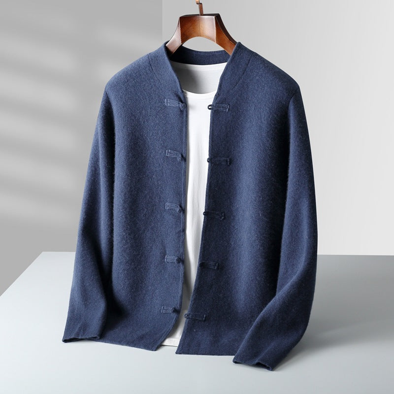 Lucien - Cardigan à col droit en laine fine